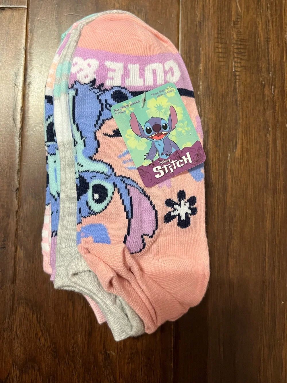 Lilo Stitch Women’s No Show Socks, Pack of 6 New with tags Shoe size 4-10